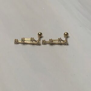 Brass Micro Pave Clear Cubic Zirconia‎ Stud Earrings, with 304 Stainless Steel